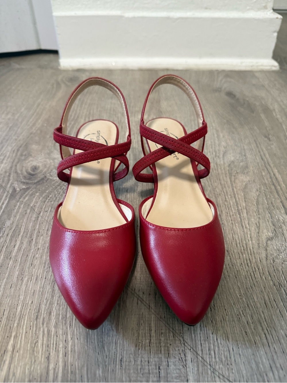 Jessica Simpson Red Pointed Toe Crisscross Slingback Flats